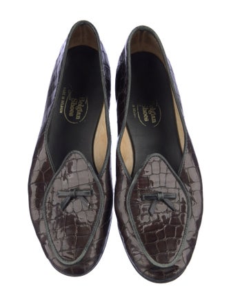 Belgian Shoes Embossed Leather Animal Print Loafers