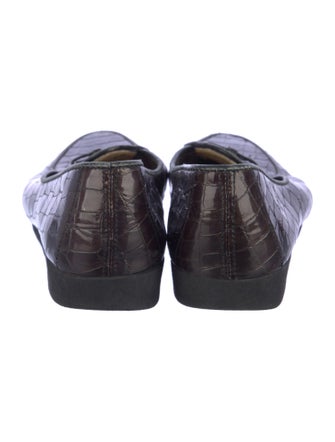 Belgian Shoes Embossed Leather Animal Print Loafers