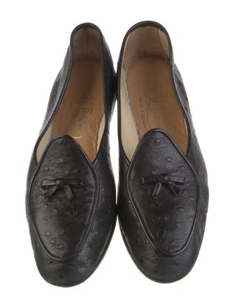 Belgian Shoes Ostrich Bow Accents Loafers