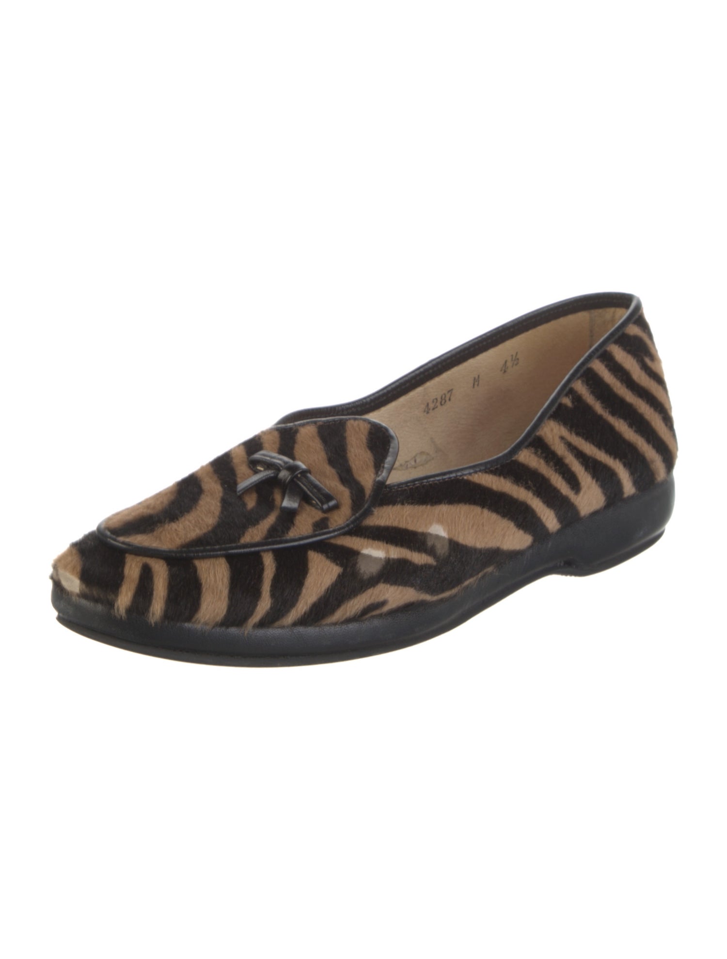 Belgian Shoes Ponyhair Animal Print Loafers