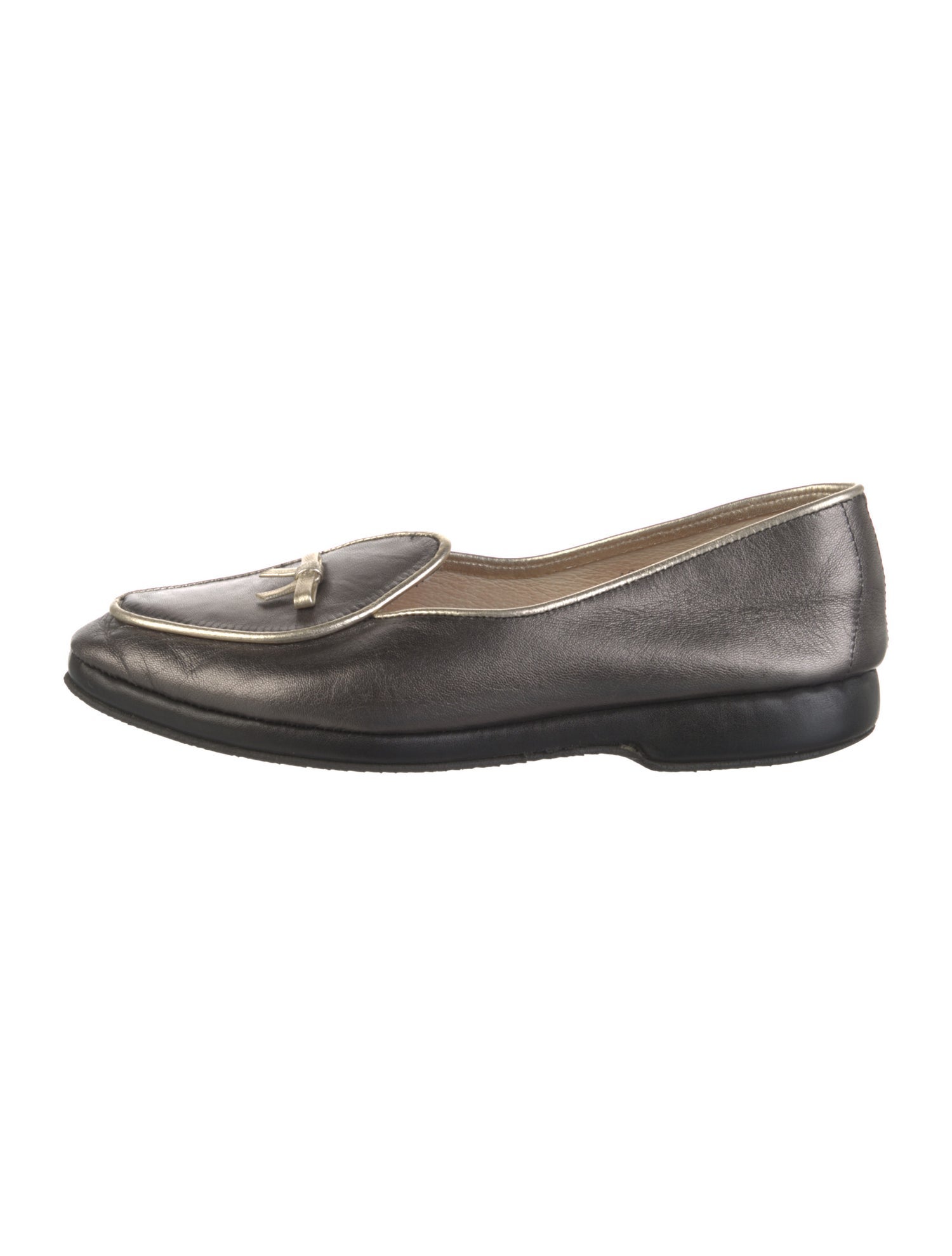 Belgian Shoes Leather Bow Accents Loafers