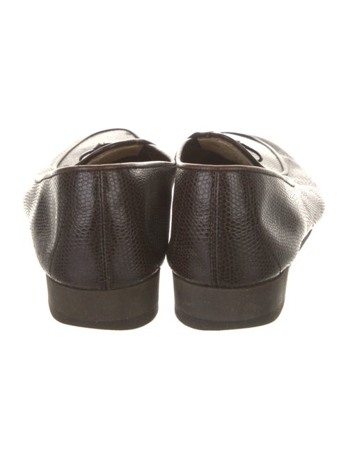 Belgian Shoes Embossed Leather Bow Accents Loafers