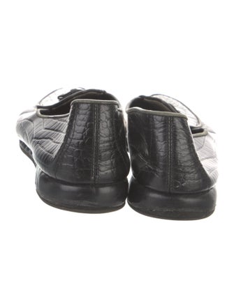 Belgian Shoes Embossed Leather Bow Accents Loafers