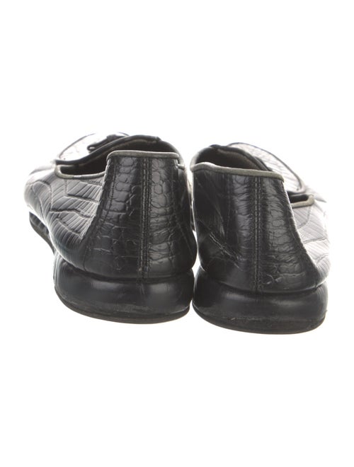Belgian Shoes Embossed Leather Bow Accents Loafers
