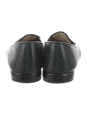 Belgian Shoes Embossed Leather Bow Accents Loafers