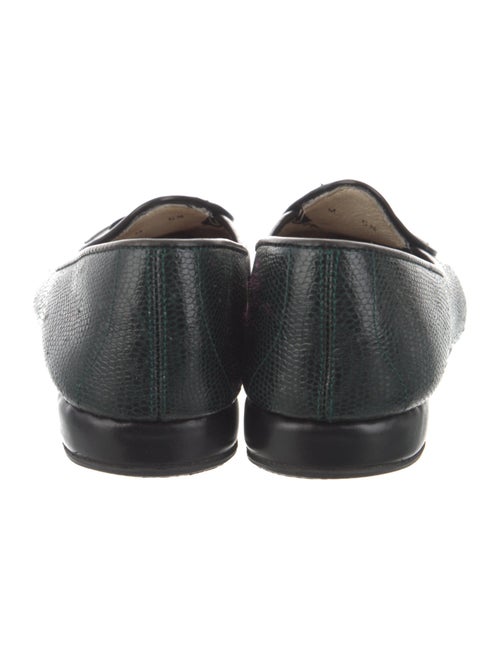 Belgian Shoes Embossed Leather Bow Accents Loafers