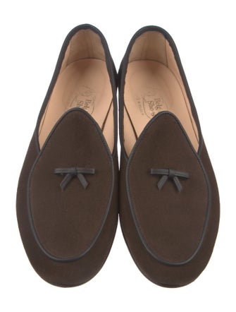 Belgian Shoes Suede Bow Accents Slippers