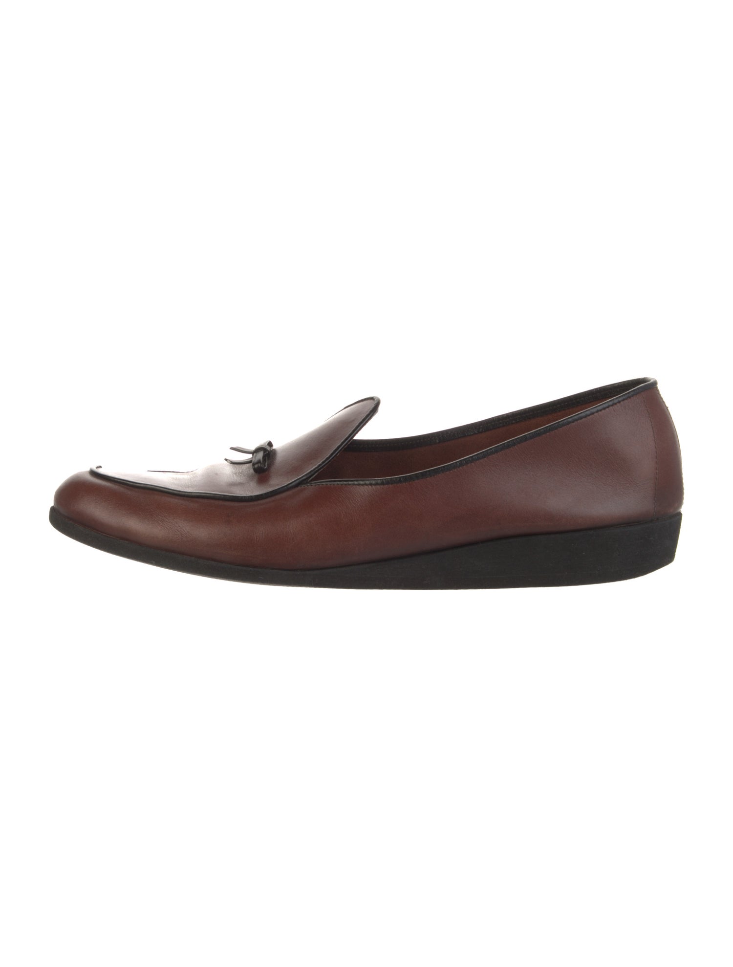 Belgian Shoes Leather Bow Accents Loafers