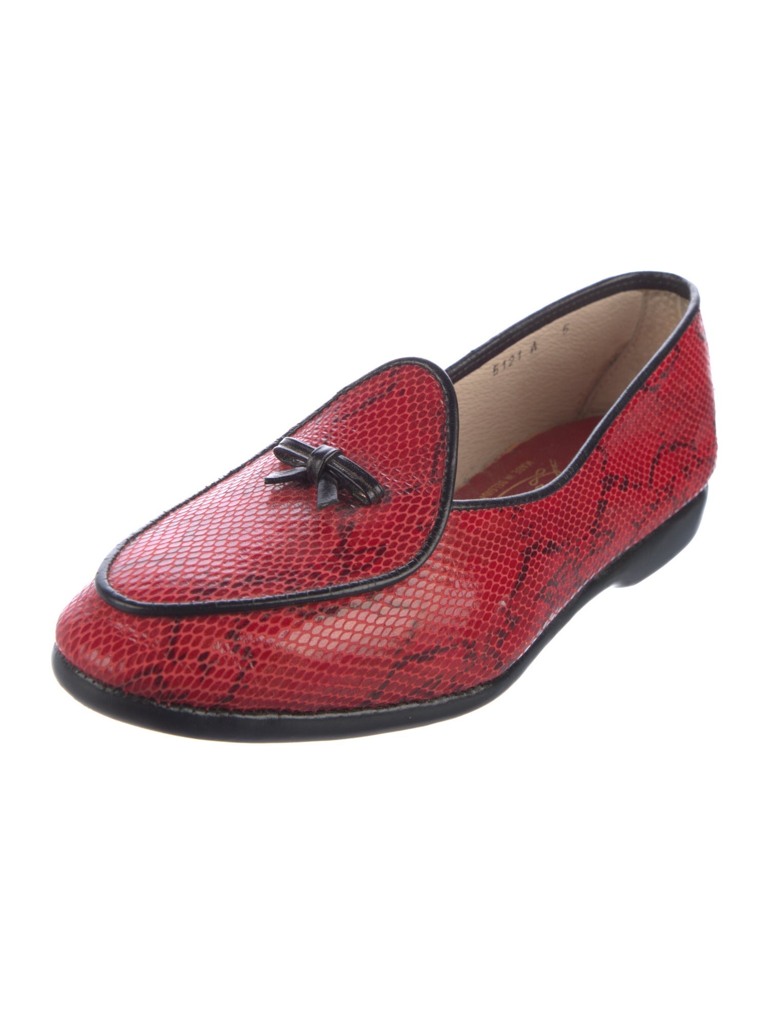 Belgian Shoes Embossed Leather Animal Print Loafers