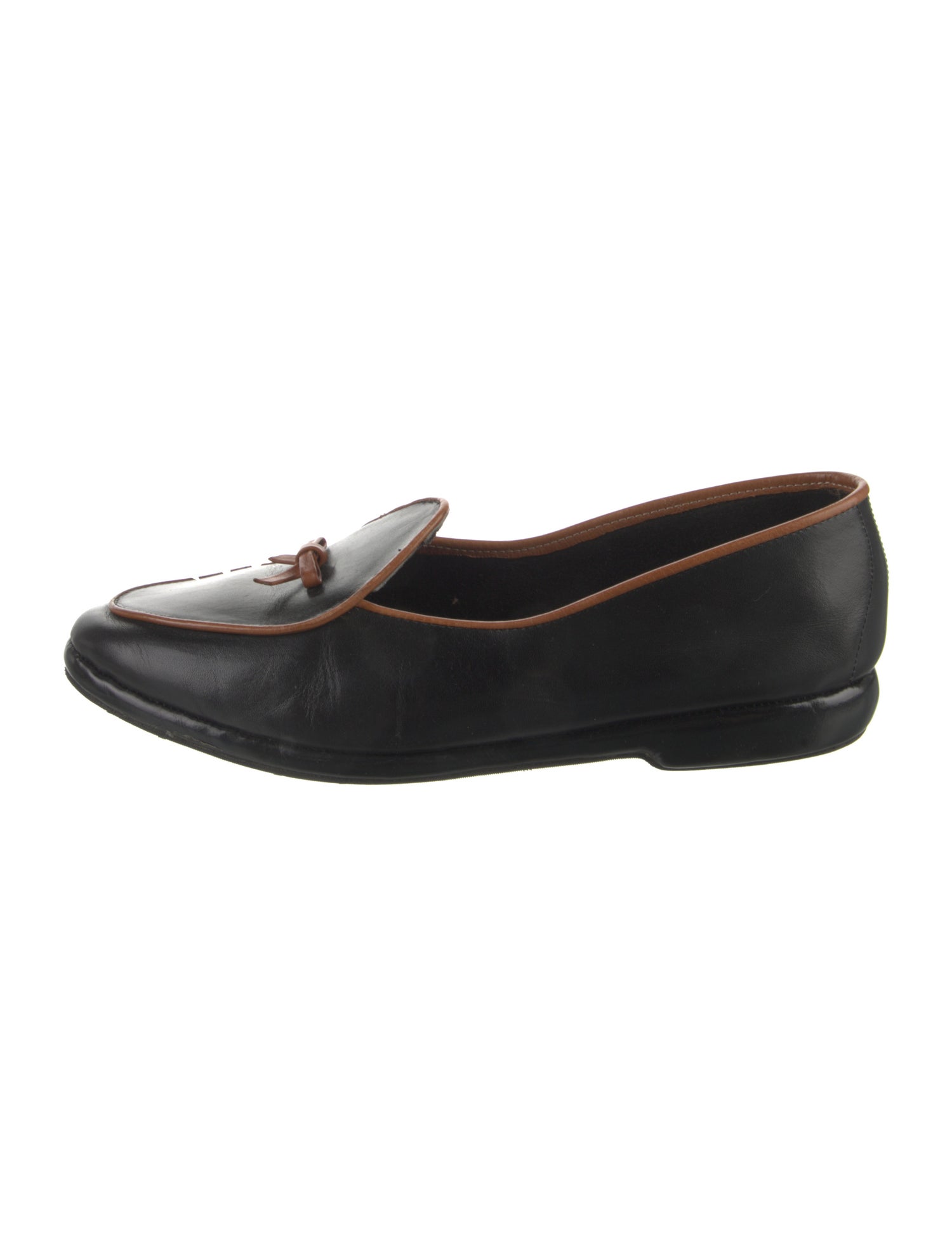 Belgian Shoes Leather Bow Accents Loafers