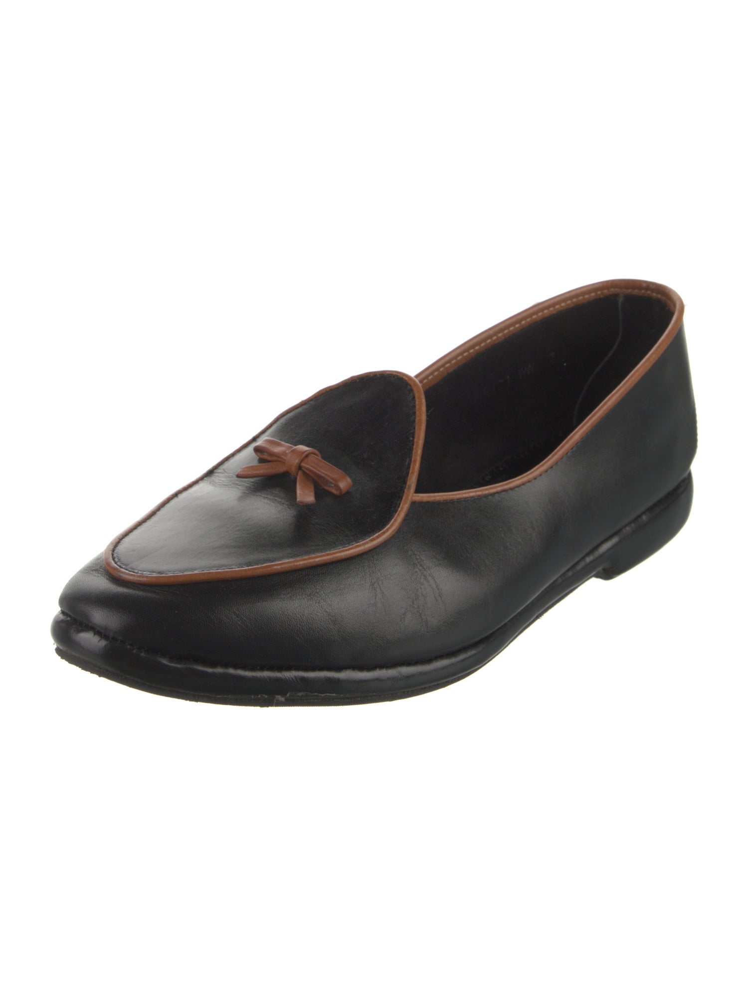 Belgian Shoes Leather Bow Accents Loafers