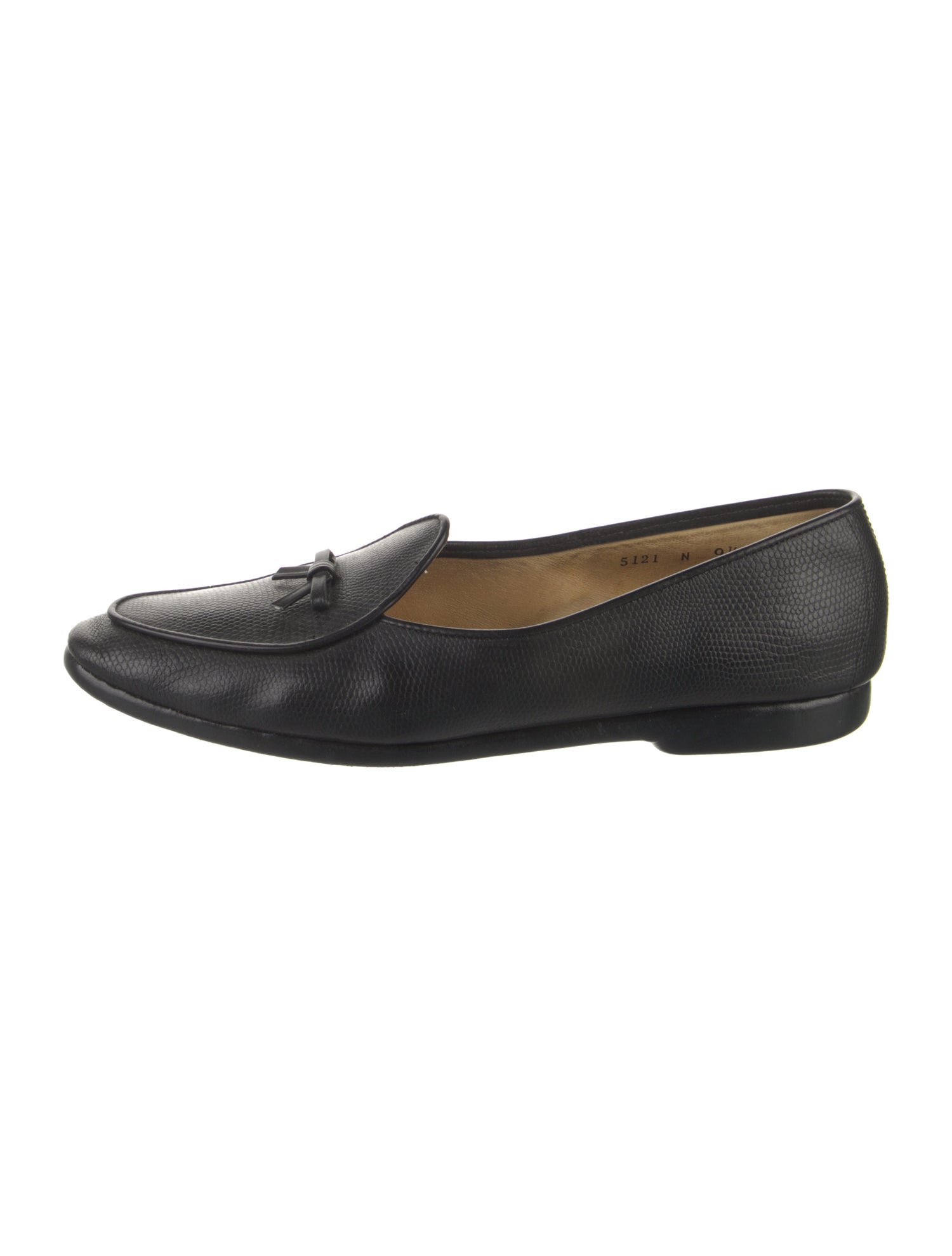 Belgian Shoes Embossed Leather Bow Accents Loafers