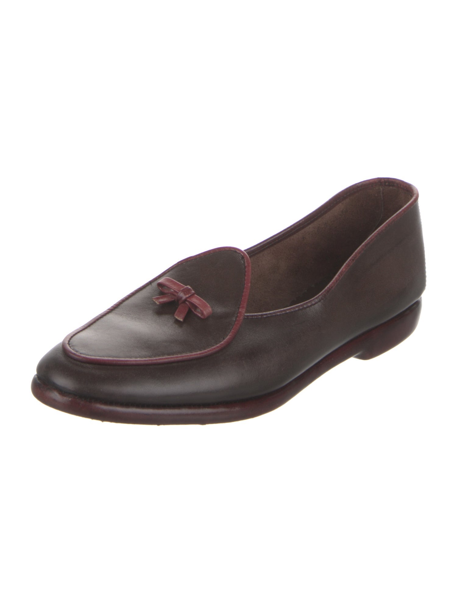 Belgian Shoes Leather Bow Accents Loafers