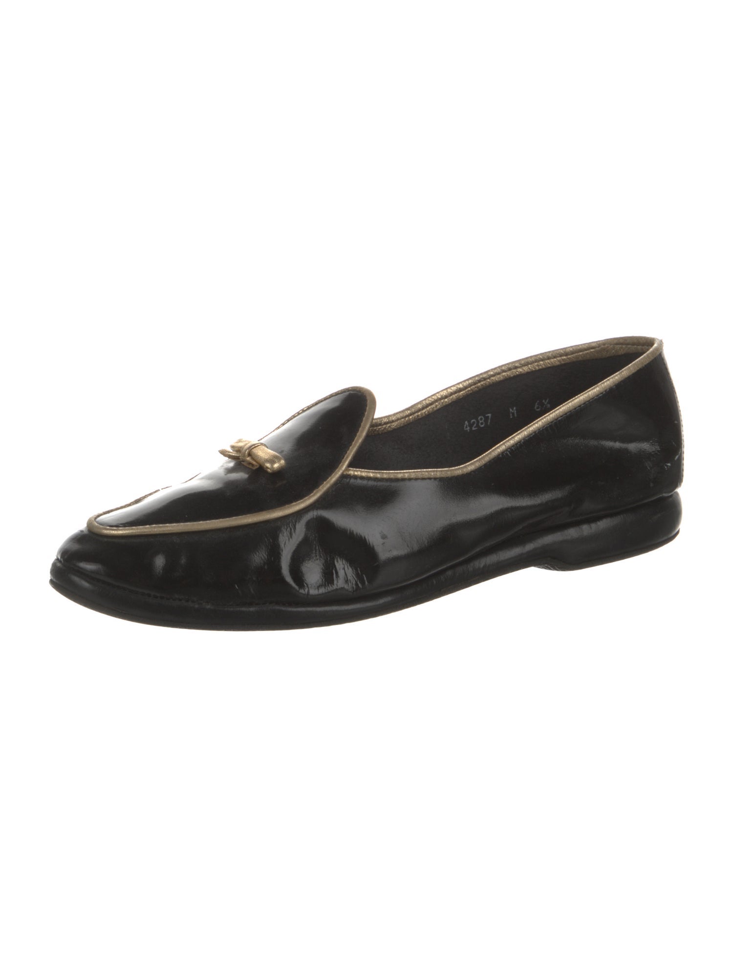 Belgian Shoes Patent Leather Bow Accents Loafers