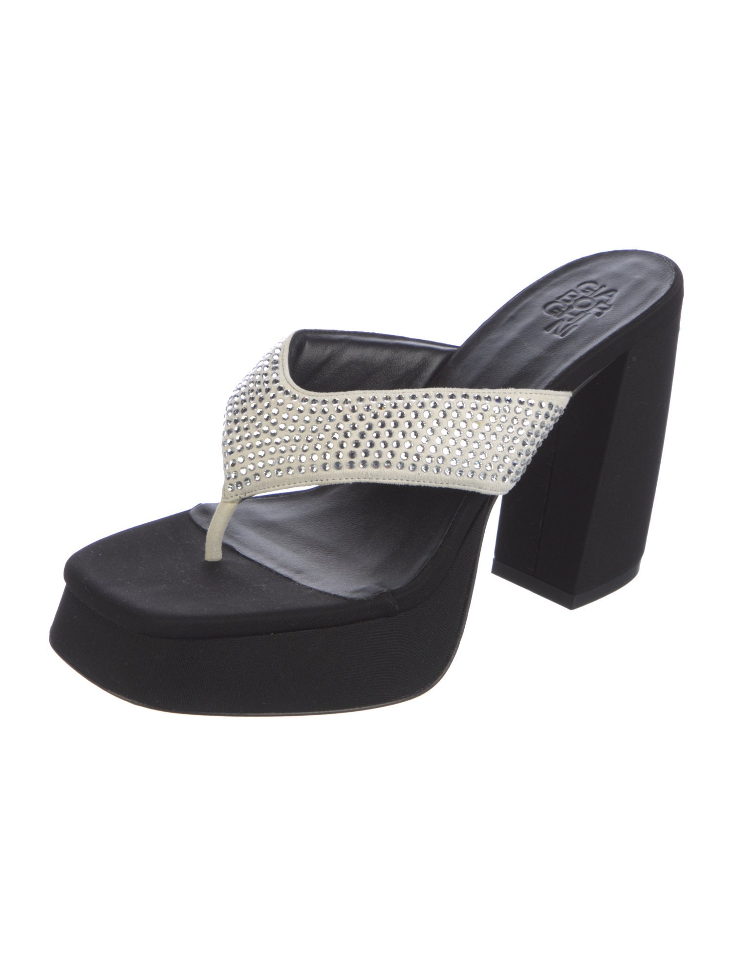 Gia Borghini Suede Crystal Embellishments Slides