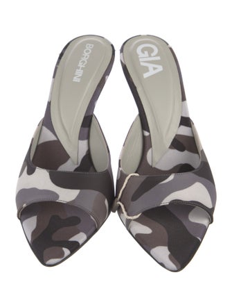 Gia Borghini Satin Printed Slides