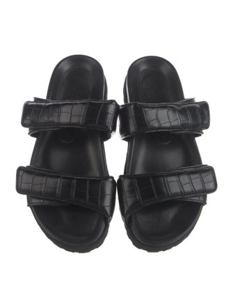 Gia Borghini Embossed Leather Slides