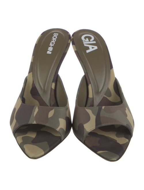 Gia Borghini Leather Camouflage Print Slides