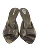 Gia Borghini Leather Camouflage Print Slides