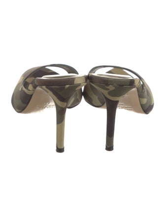 Gia Borghini Leather Camouflage Print Slides