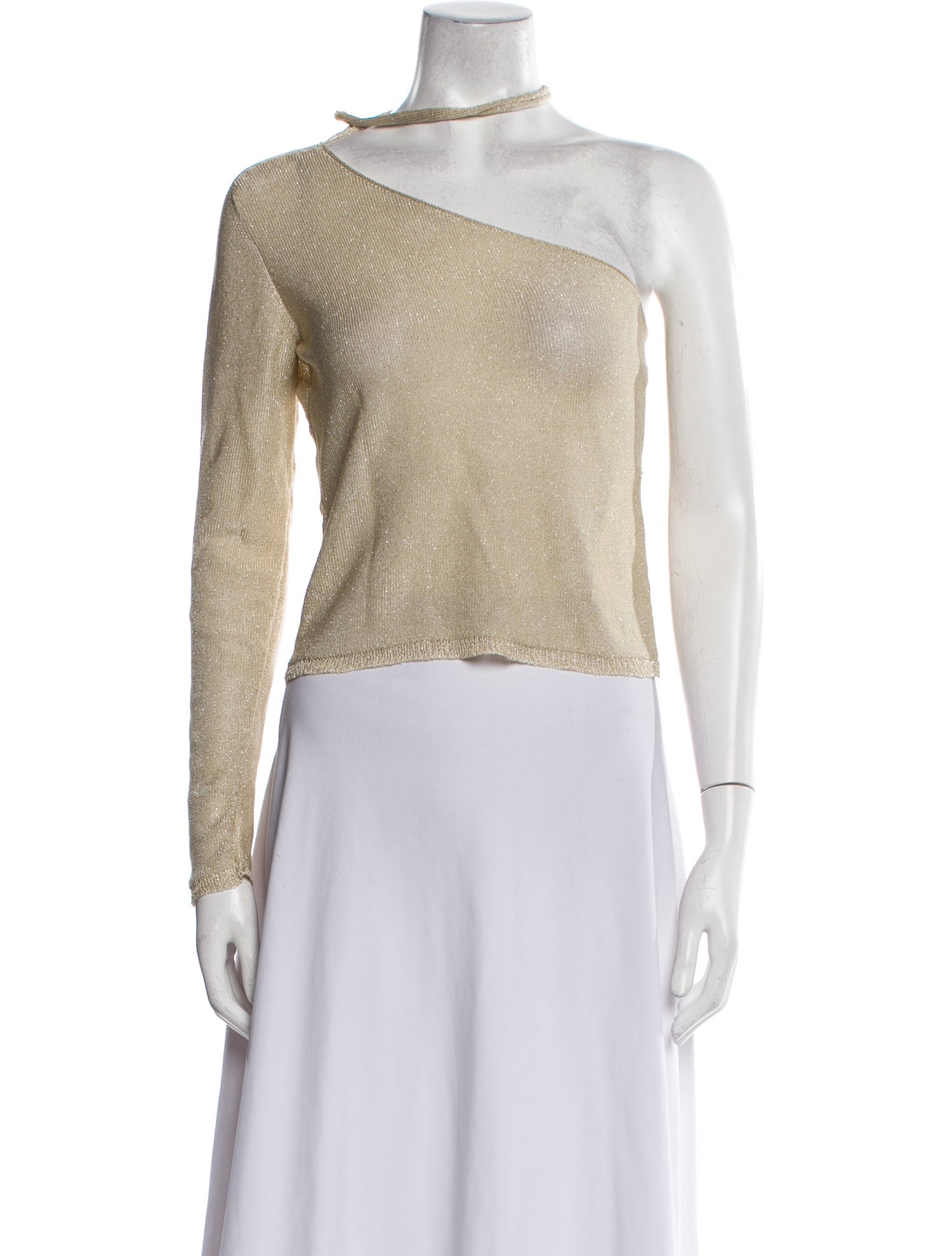 Gauntlett Cheng One-Shoulder Long Sleeve Crop Top