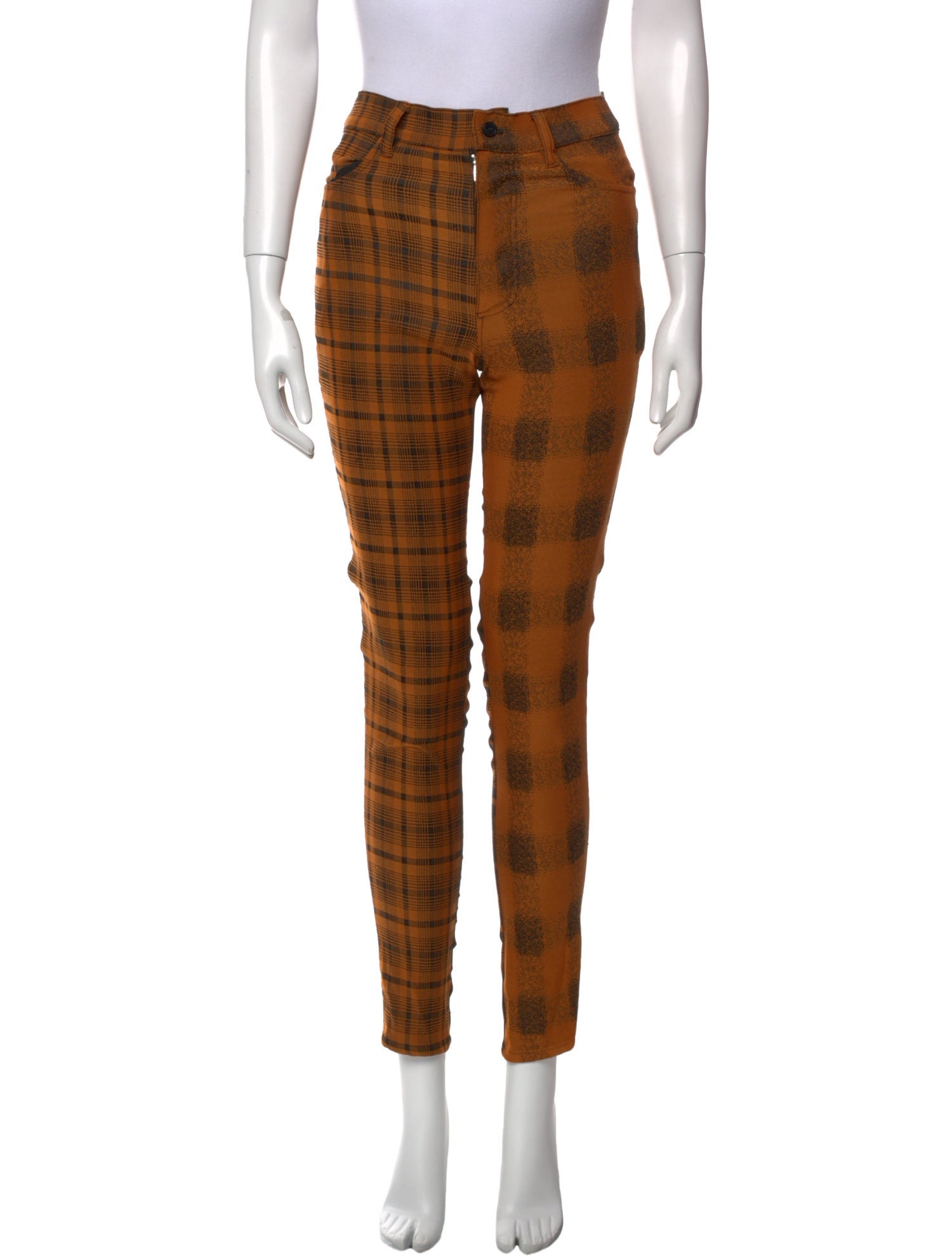 Gauntlett Cheng Plaid Print Skinny Leg Pants