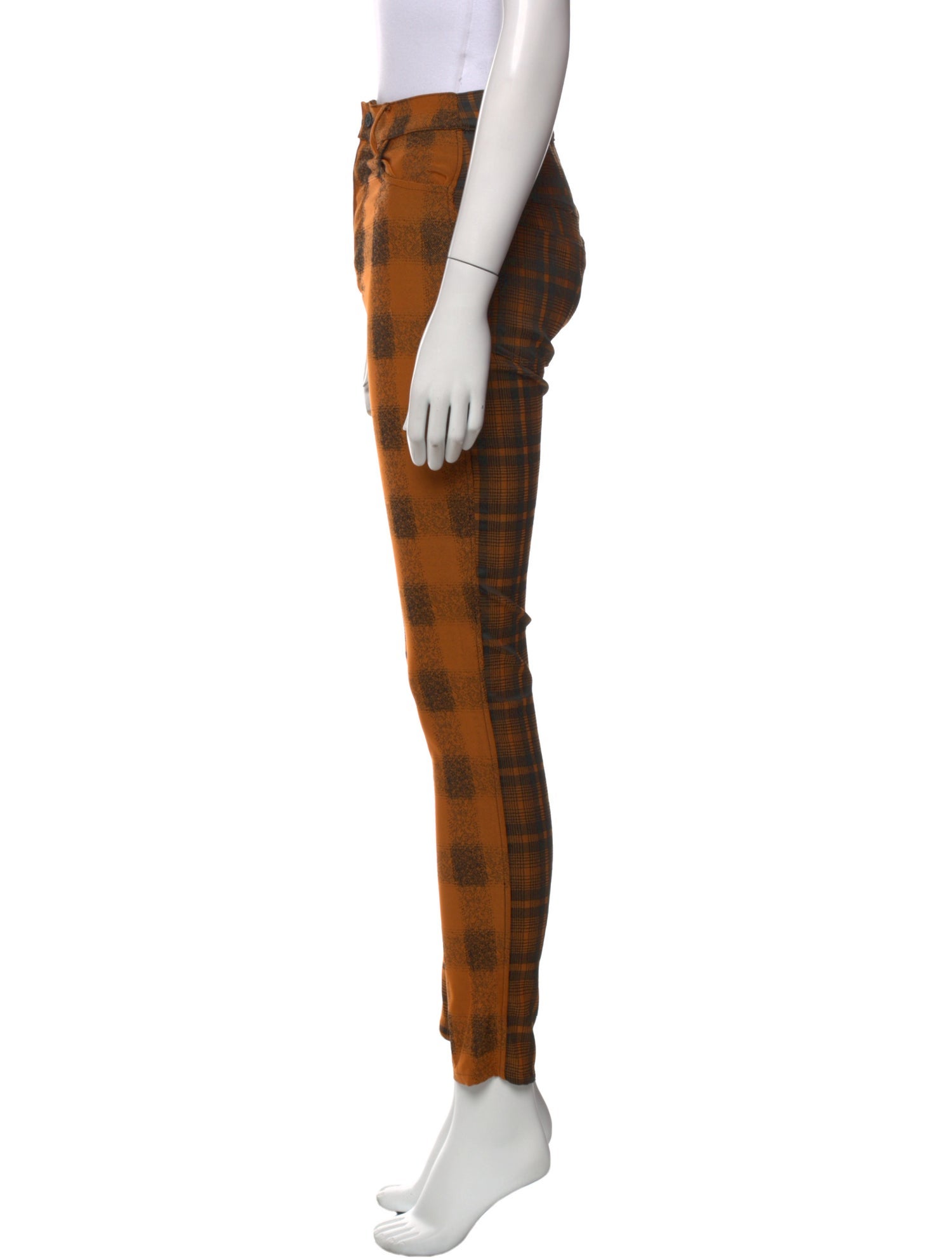 Gauntlett Cheng Plaid Print Skinny Leg Pants