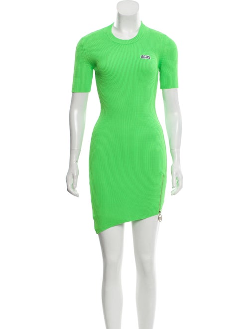 Gcds Rib-Knit Mini Dress Green