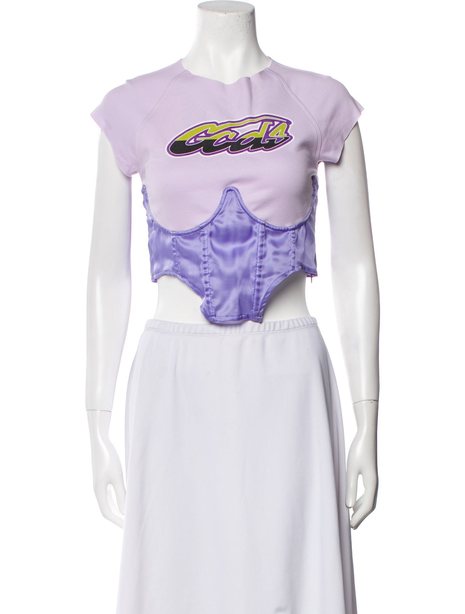 GCDS Silk Graphic Print Crop Top w/ Tags