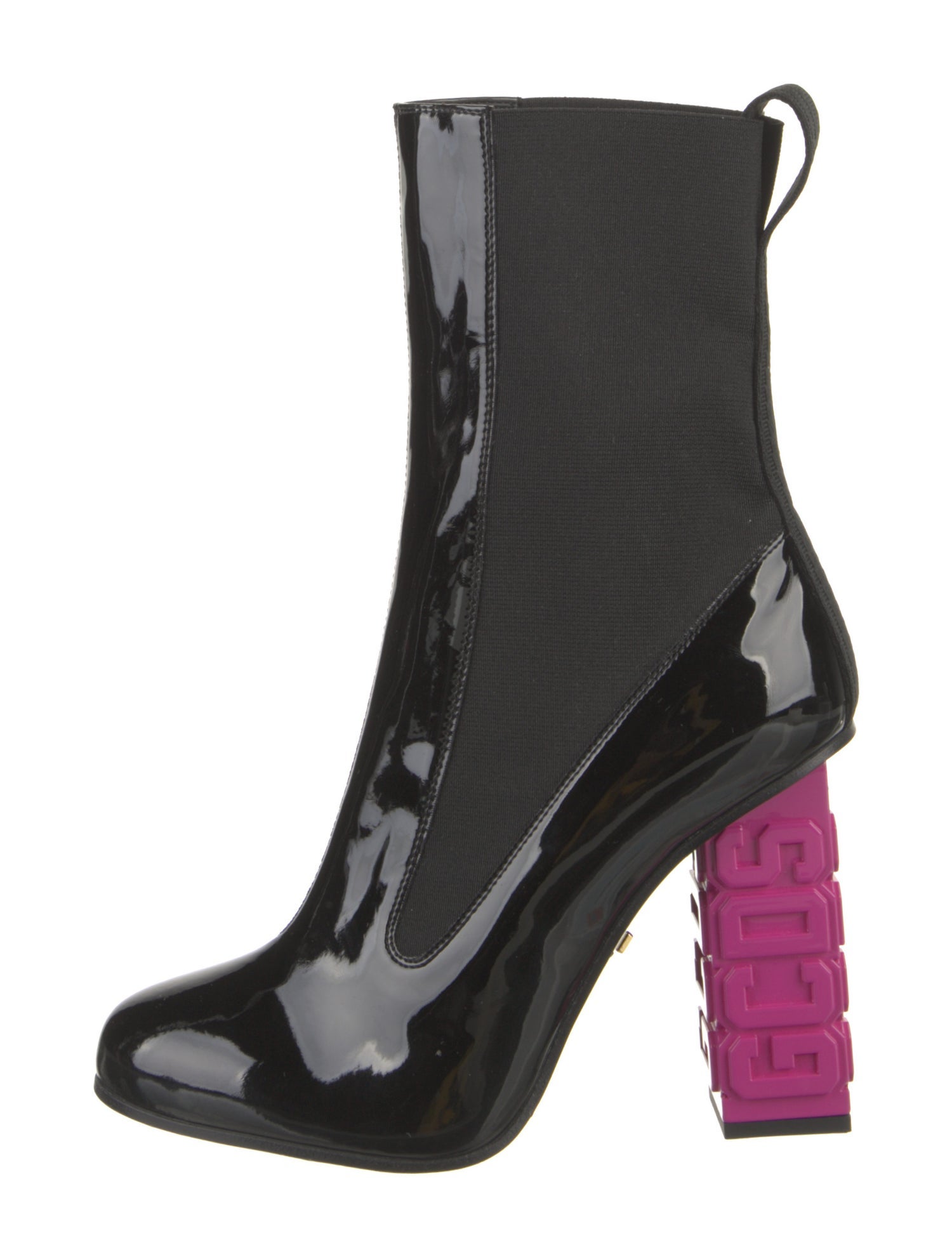 GCDS Patent Leather Printed Chelsea Boots