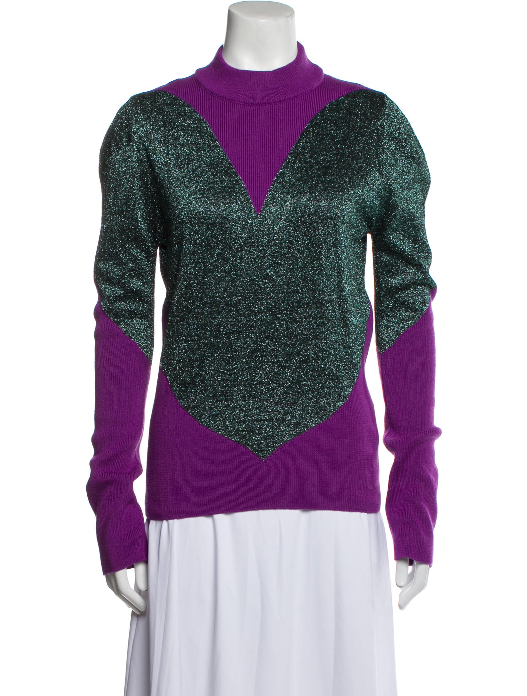 GCDS Colorblock Pattern Mock Neck Sweater