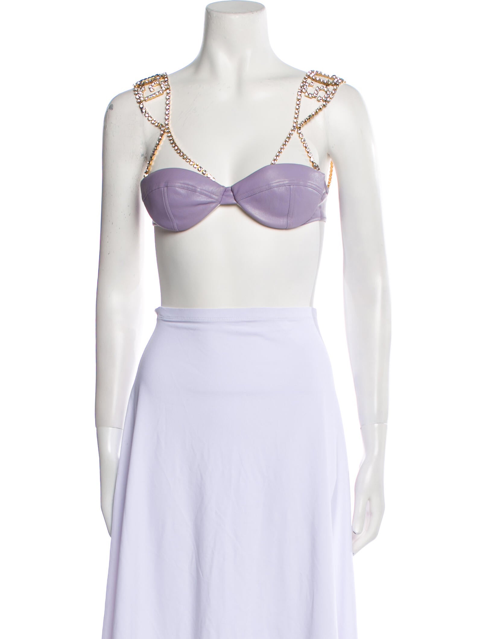 GCDS Square Neckline Sleeveless Crop Top