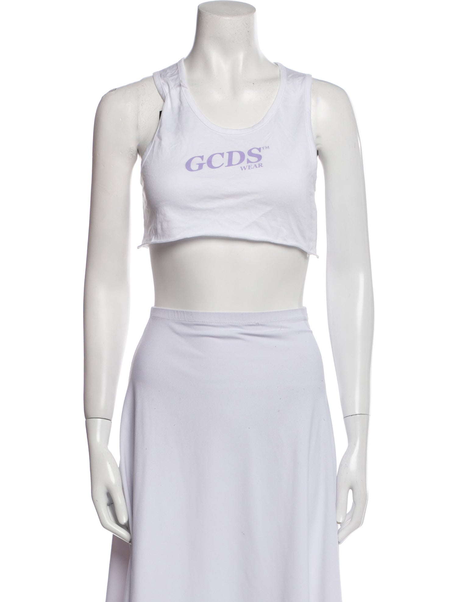 GCDS Graphic Print Scoop Neck Crop Top