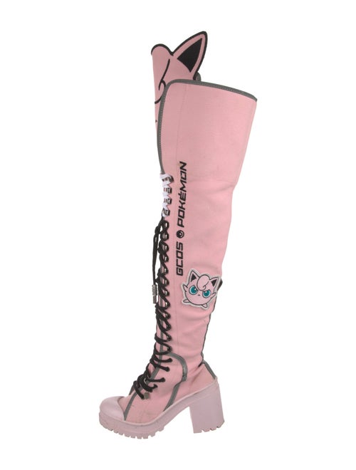 GCDS Canvas Graphic Print Lace-Up Boots