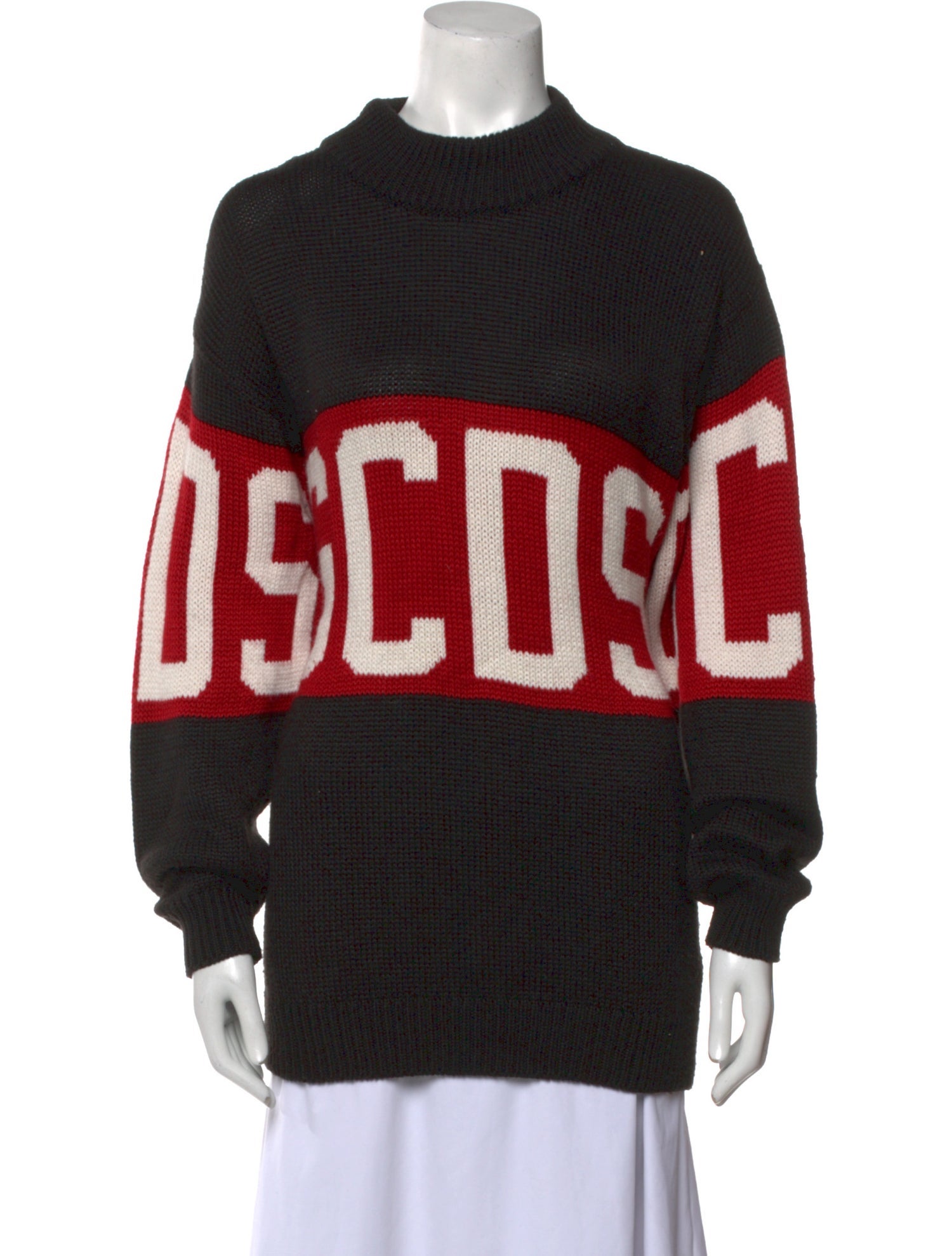 GCDS Graphic Print Mock Neck Sweater