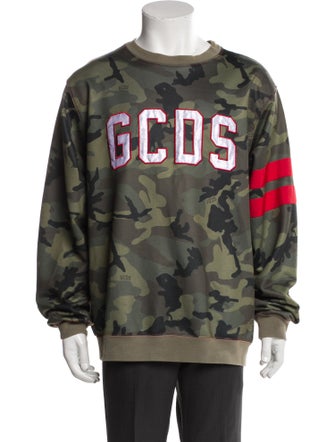 GCDS Camouflage Print Crew Neck Sweatshirt