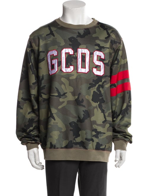 GCDS Camouflage Print Crew Neck Sweatshirt