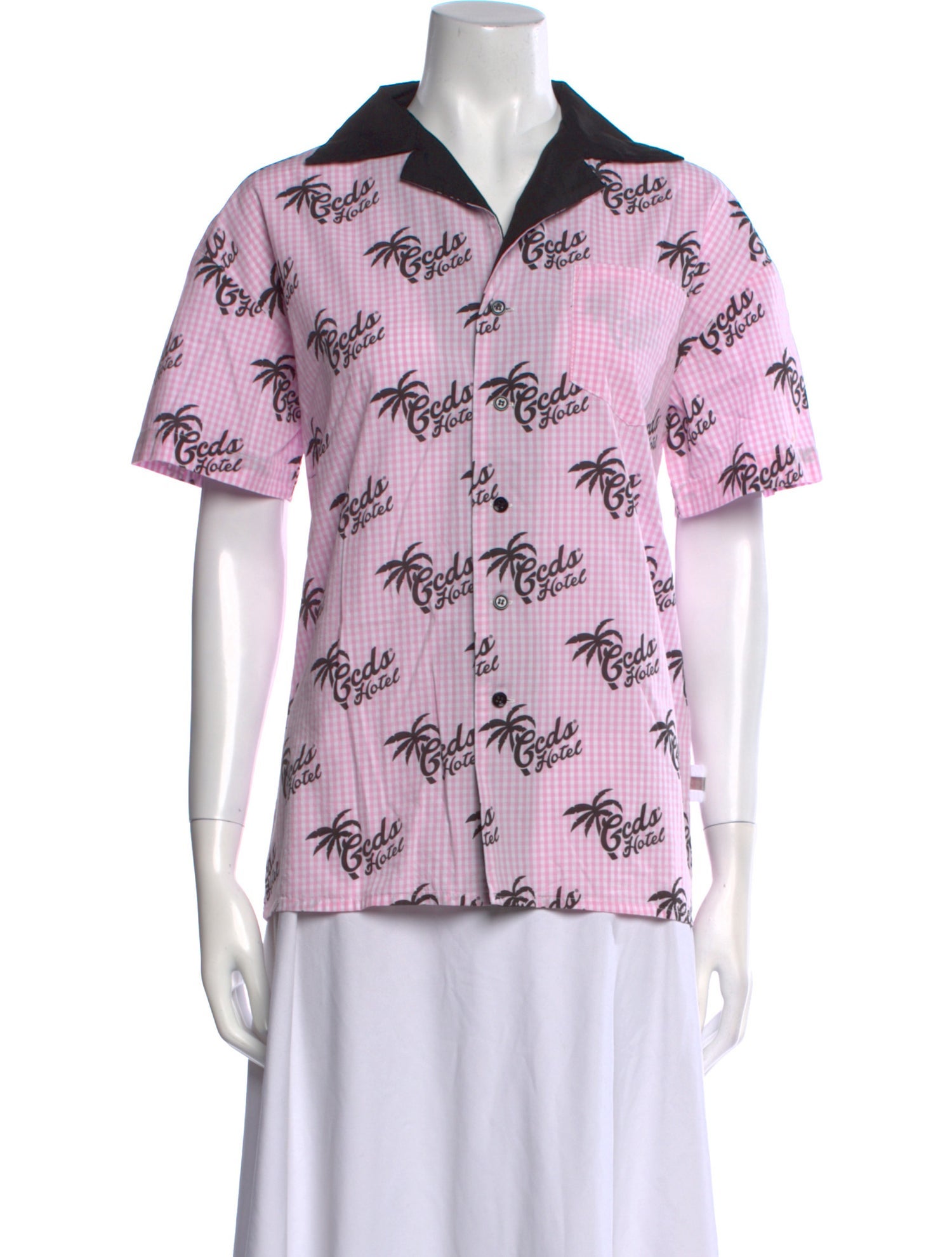 GCDS Printed Short Sleeve Button-Up Top