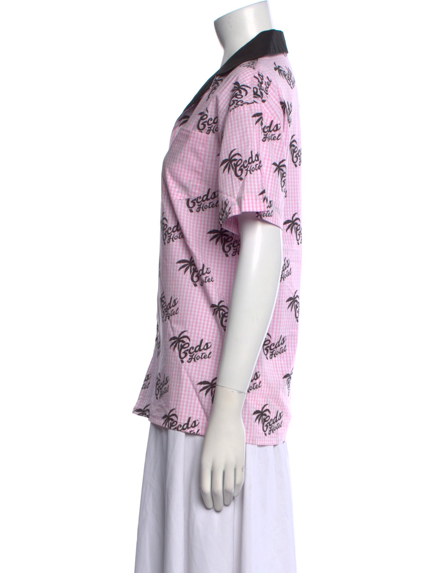 GCDS Printed Short Sleeve Button-Up Top