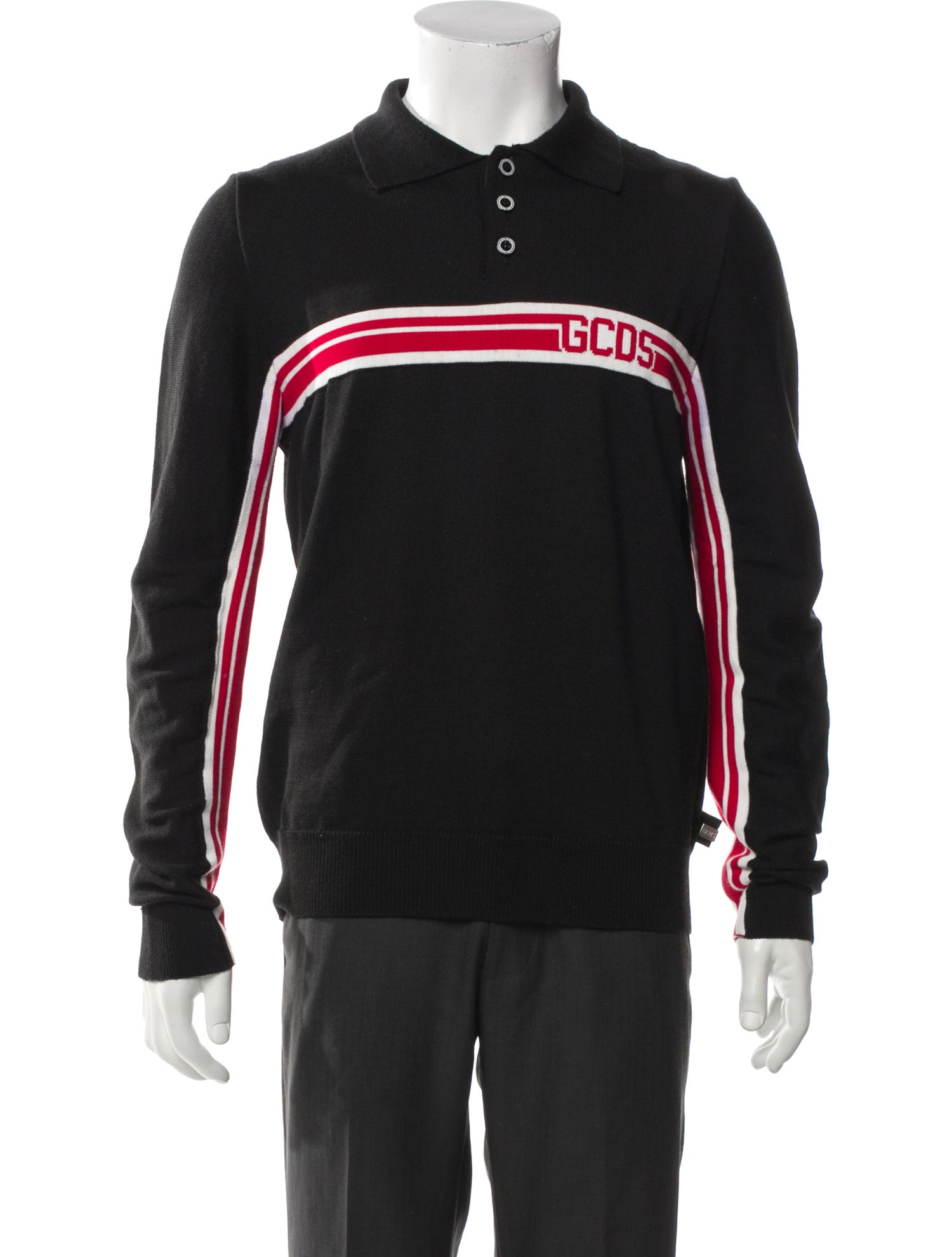 GCDS Striped Collar Polo Shirt