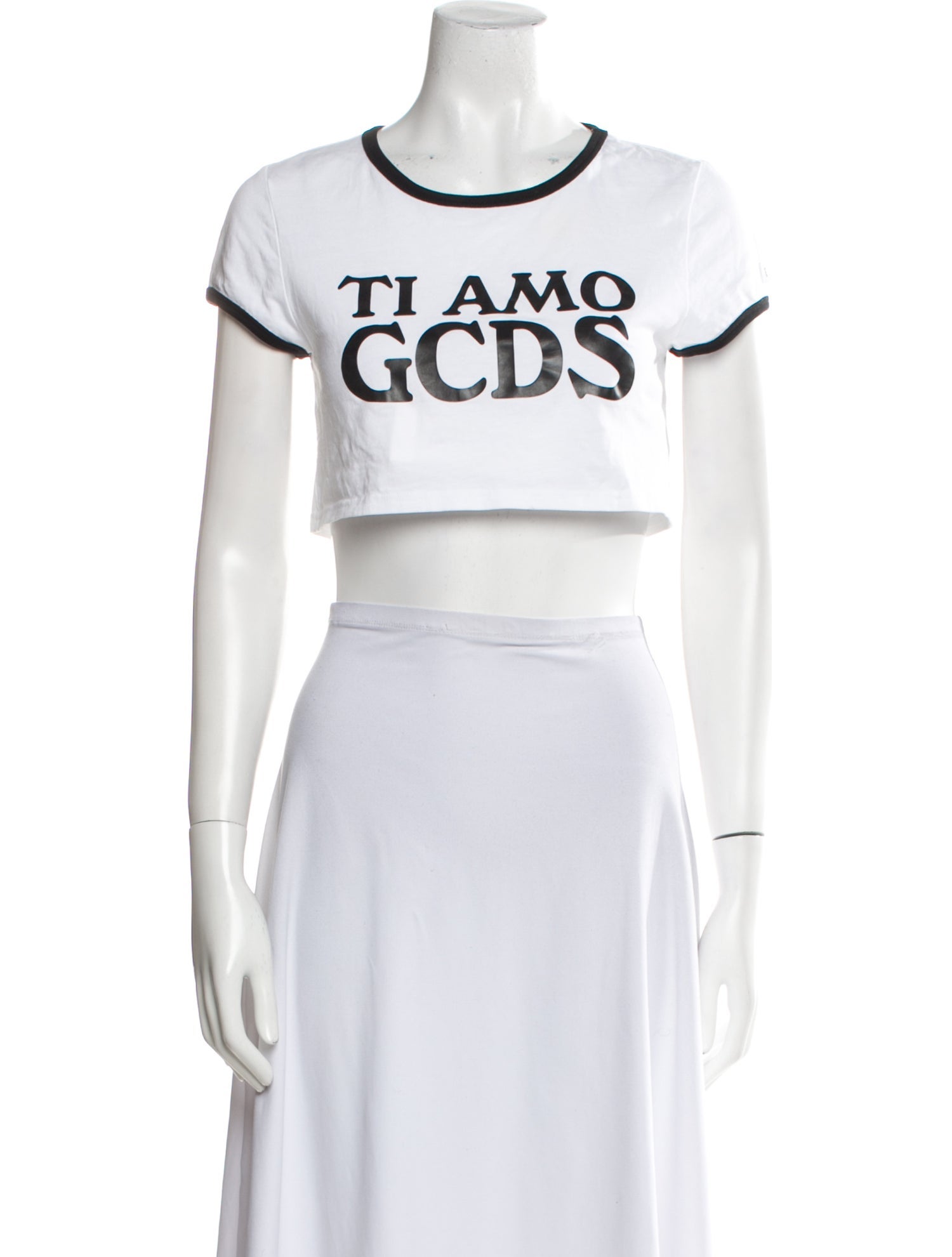 GCDS Graphic Print Crew Neck Crop Top
