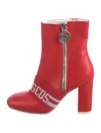 GCDS Leather Graphic Print Sock Boots