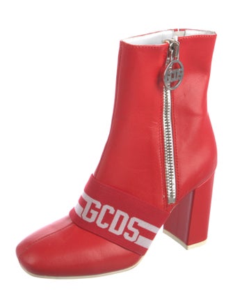 GCDS Leather Graphic Print Sock Boots