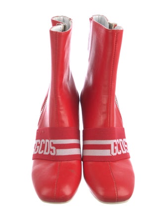 GCDS Leather Graphic Print Sock Boots
