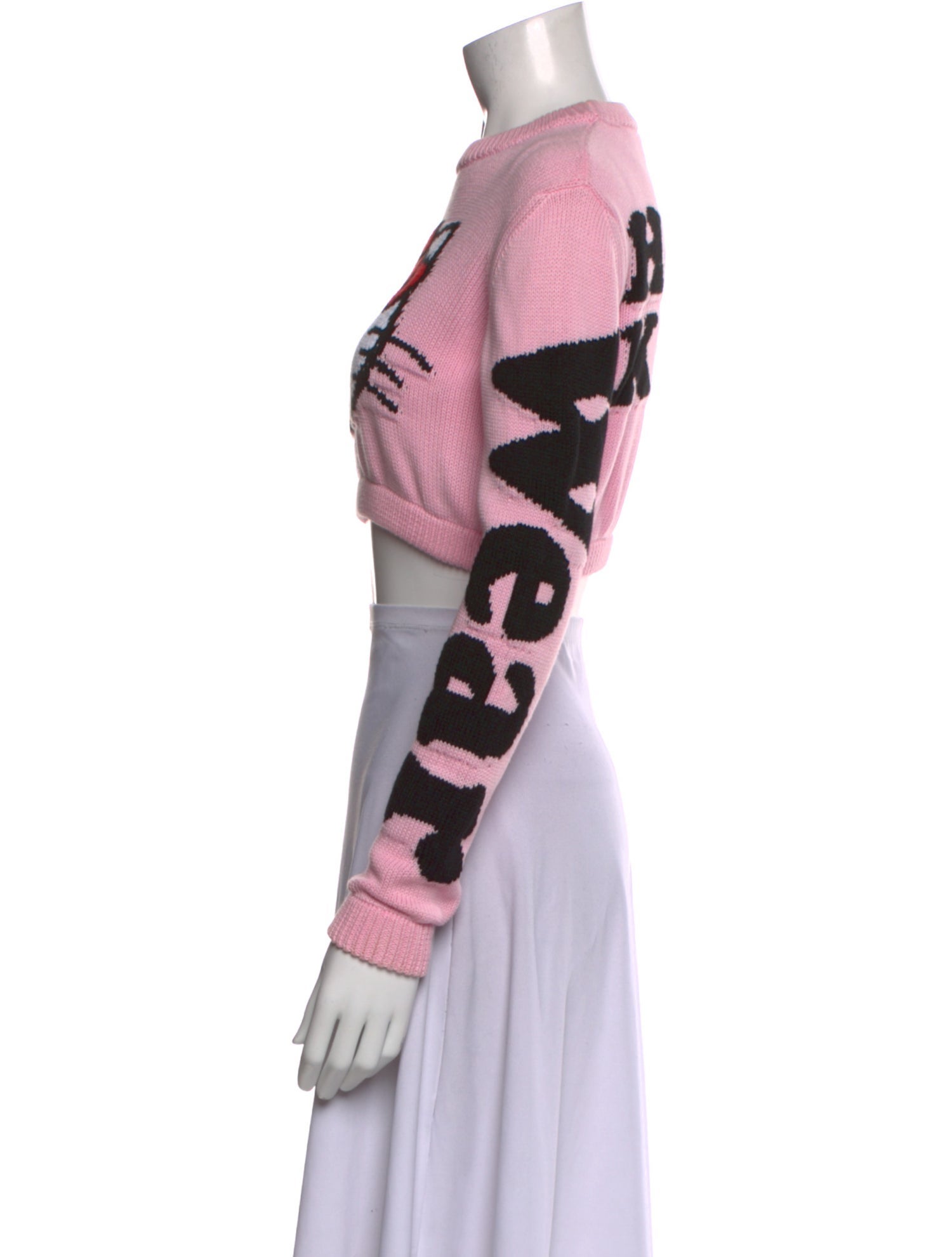 GCDS Graphic Print Mock Neck Crop Top