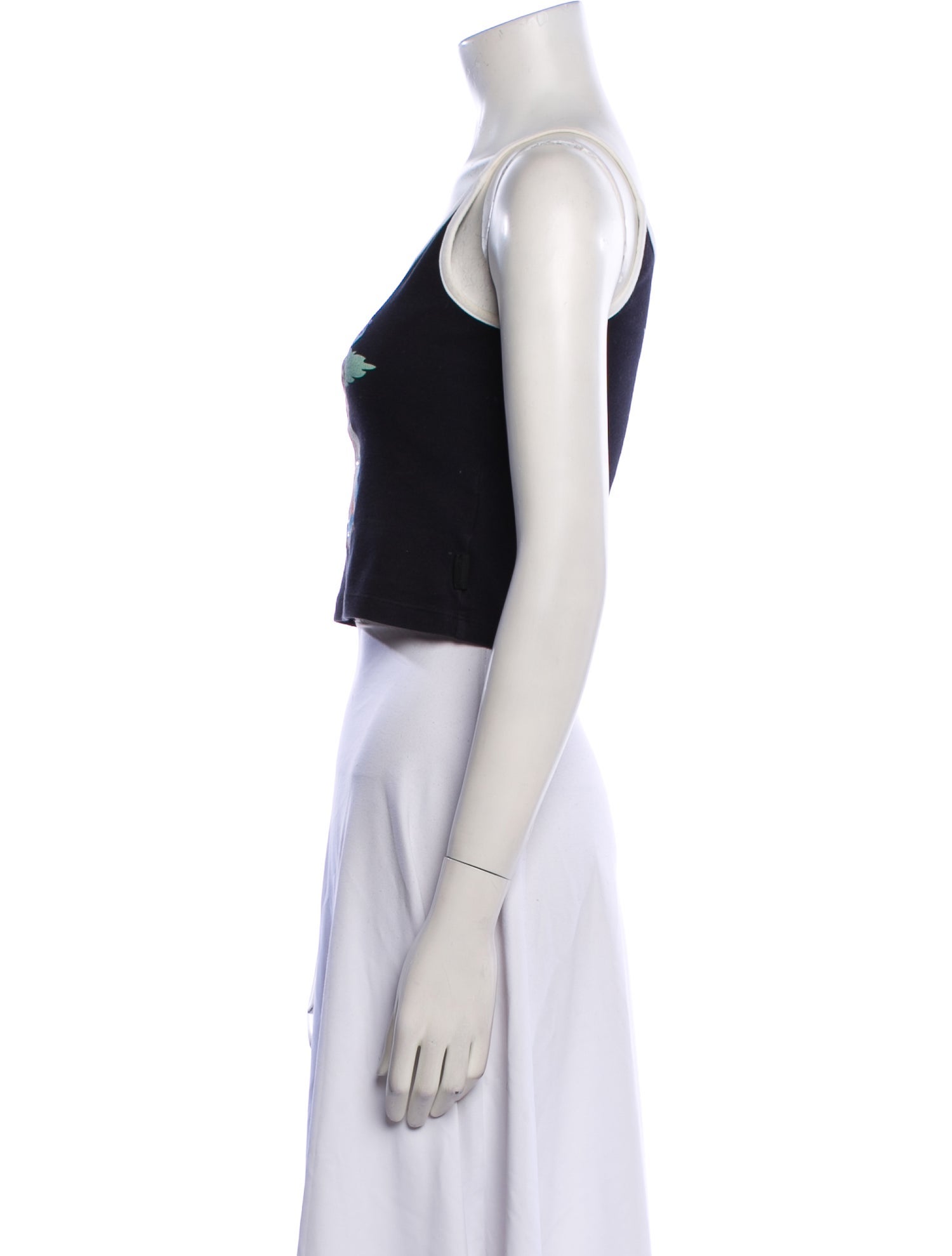 GCDS Graphic Print Scoop Neck Crop Top