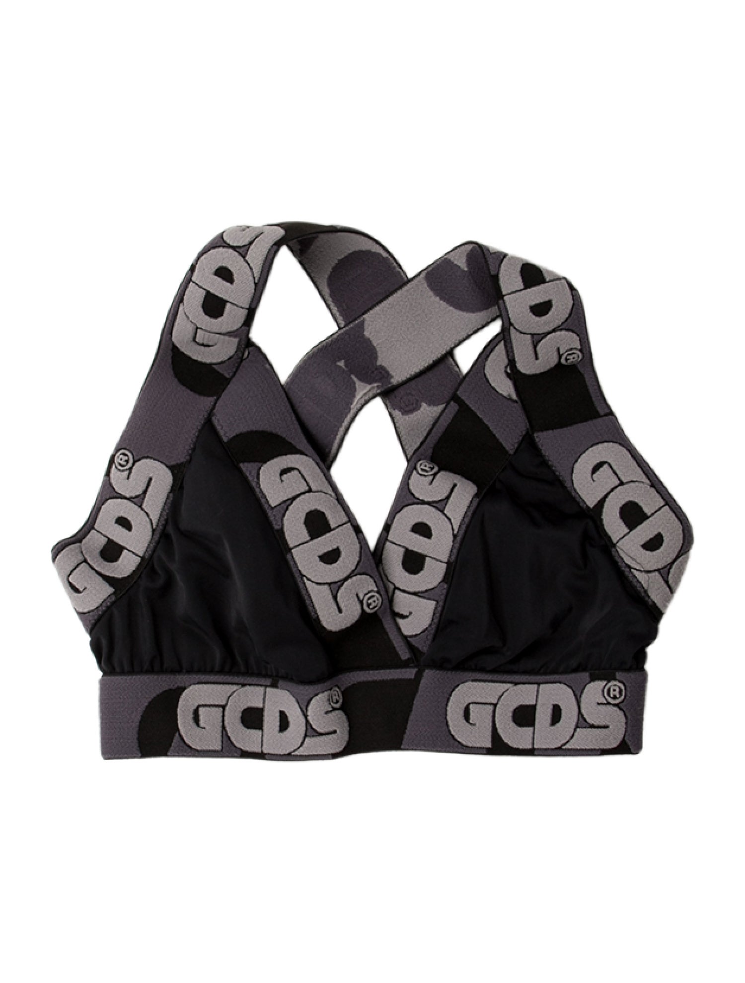 GCDS Graphic Print V-Neck Sports Bra