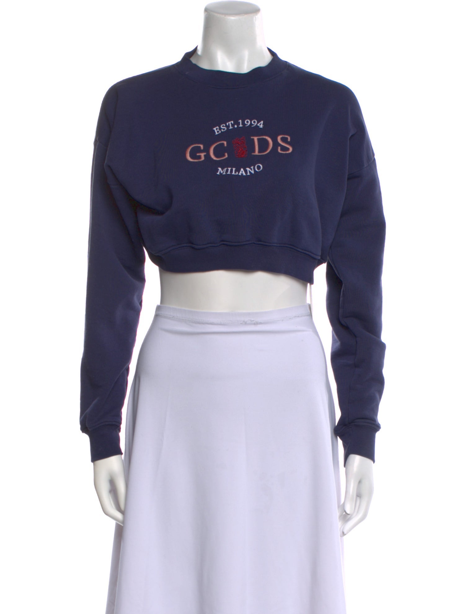 GCDS Graphic Print Crew Neck Crop Top