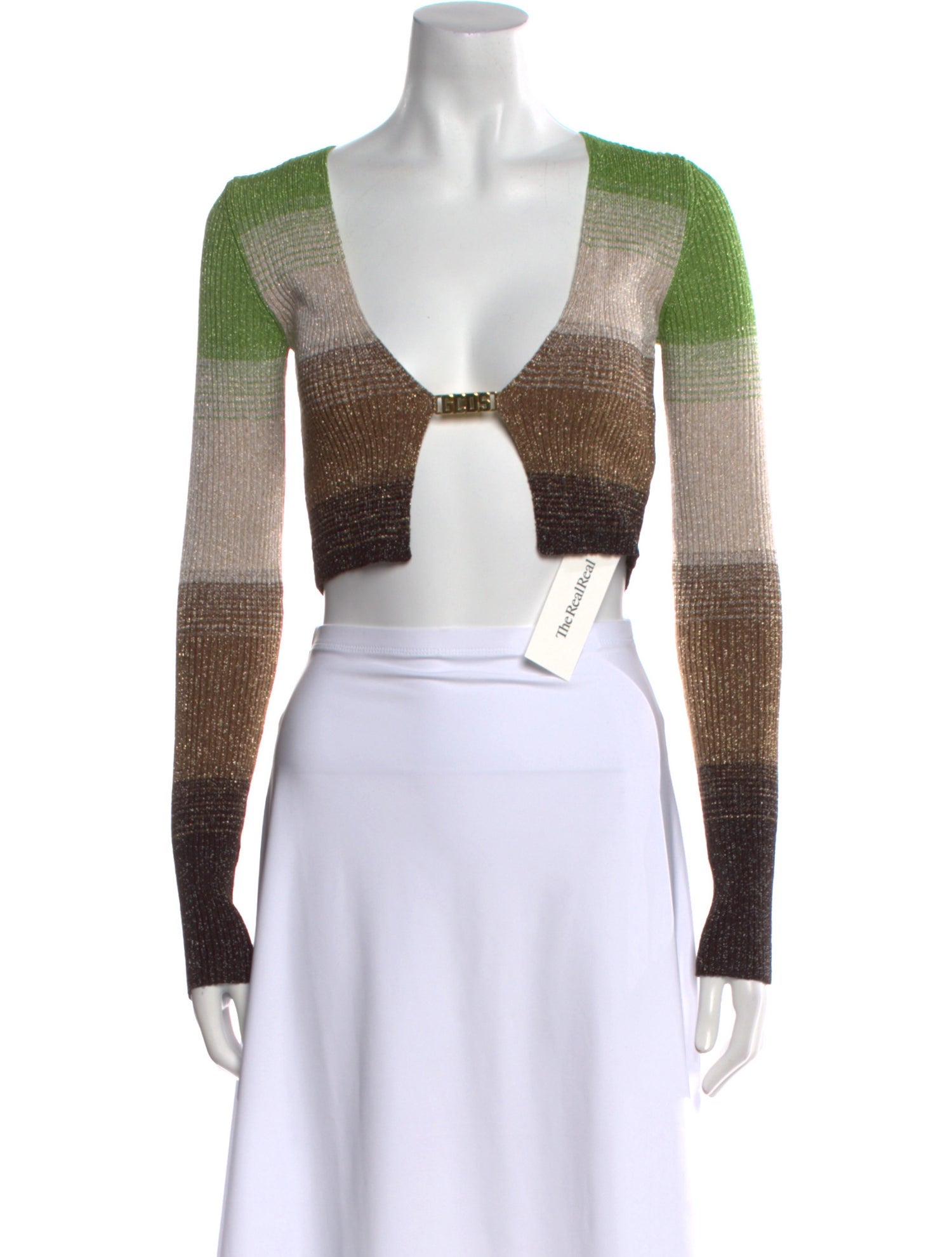 GCDS Colorblock Pattern V-Neck Sweater w/ Tags