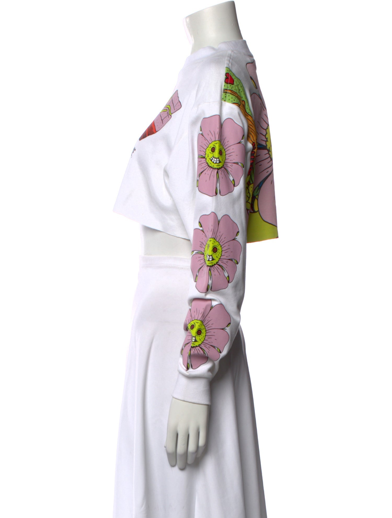 GCDS Graphic Print Crew Neck Crop Top